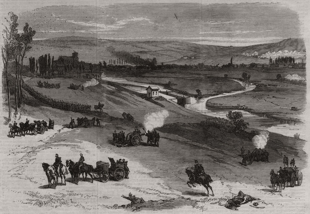 The war: Mouzon, on the Meuse. Ardennes 1870 old antique vintage print picture